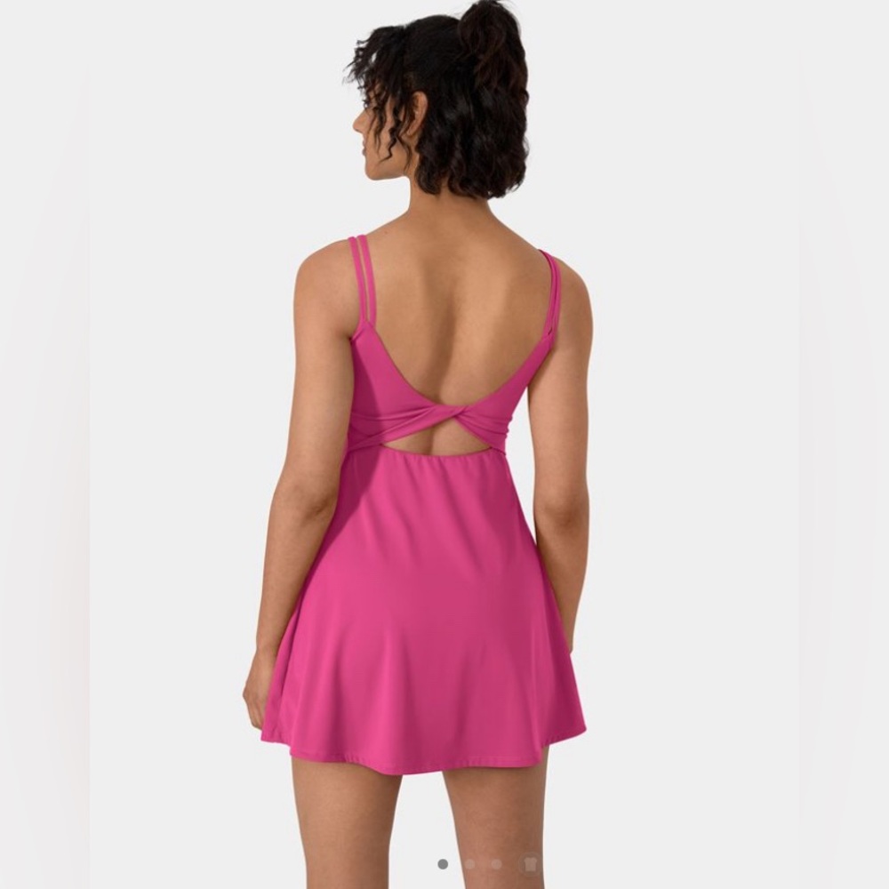Double Straps Backless Twisted 2-Piece Active Dress